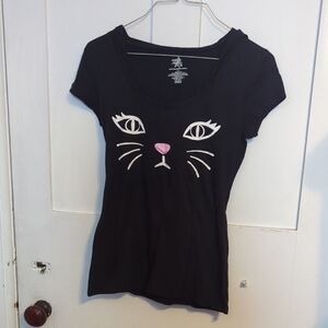Made Right Cat Face Hooded Short Sleeve Tee. NWOT.